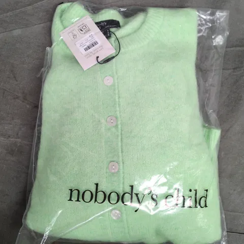 BAGGED NOBODYS CHILD ALPACA BARREL SLEEVE CARDIGAN IN LIGHT GREEN - SMALL