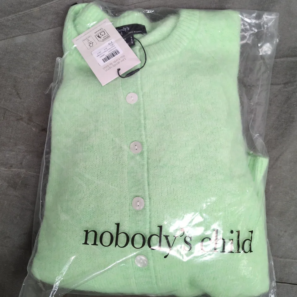BAGGED NOBODYS CHILD ALPACA BARREL SLEEVE CARDIGAN IN LIGHT GREEN - SMALL