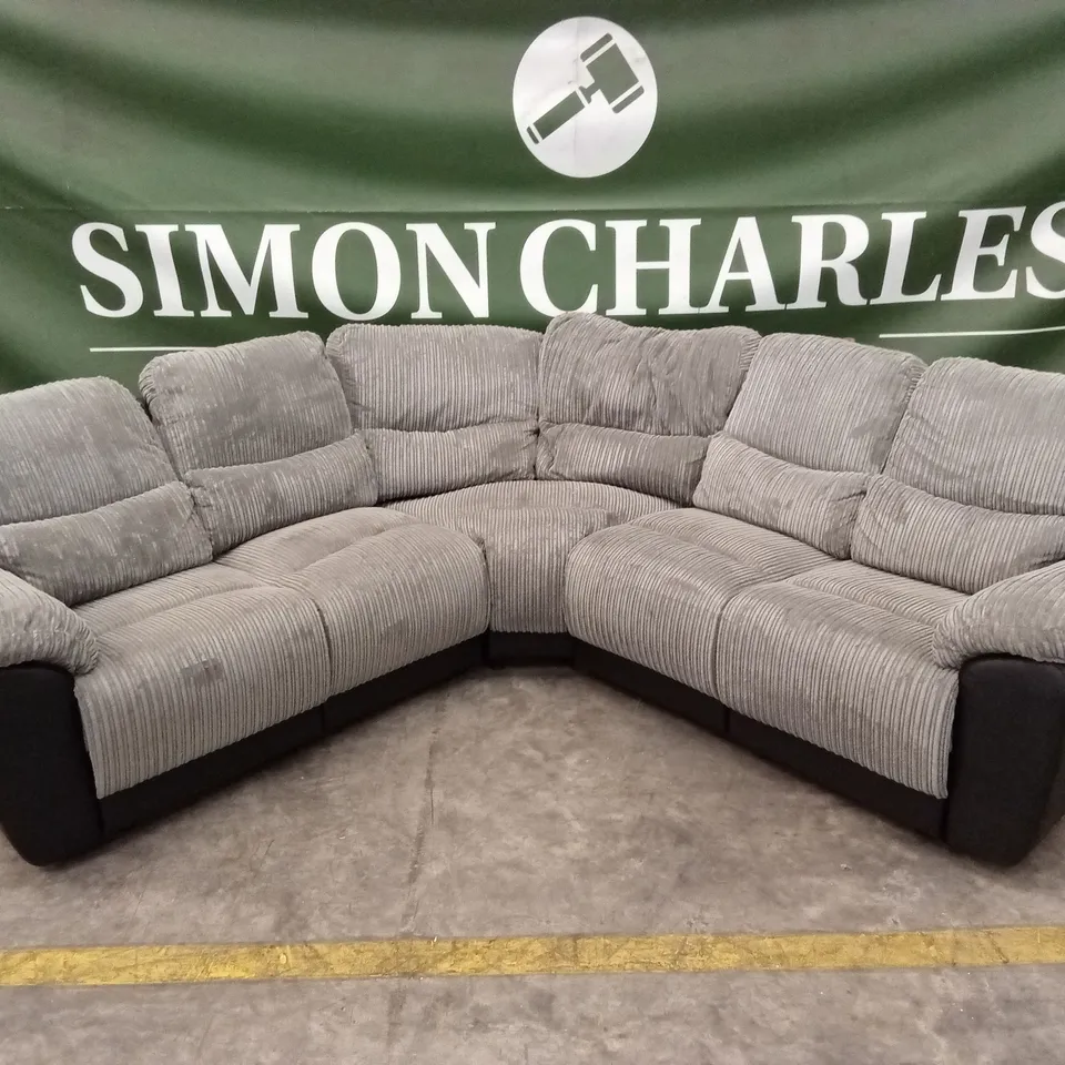 SIENNA FABRIC/FAUX LEATHER HIGH BACK RECLINER CORNER GROUP SOFA 
