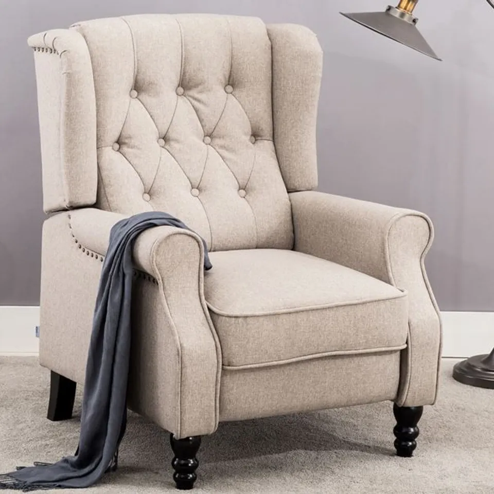 BOXED ALTHORPE PUMICE LINEN PUSHBACK RECLINING EASY CHAIR (1 BOX) RRP £379.99