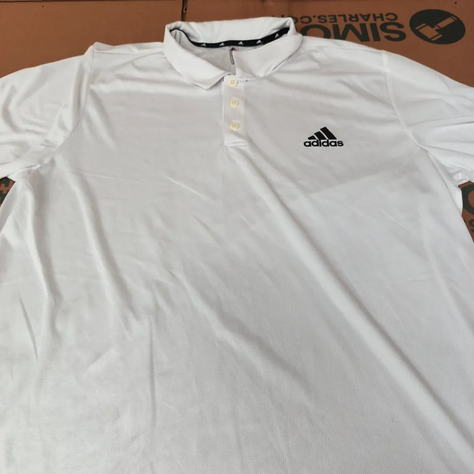 ADIDAS WHITE POLO SHIRT – SIZE XL