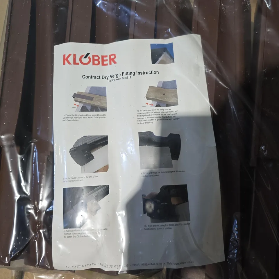 BOX OF APPROXIMATELY 25 KLOBER DRY VERGE FITTING KIT – INSTRUCTION SHEET INCLUDED