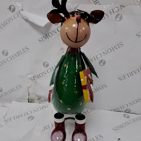 THREE KINGS POLKA REINDEER METAL INDOOR/OUTDOOR CHRISTMAS ORNAMENT