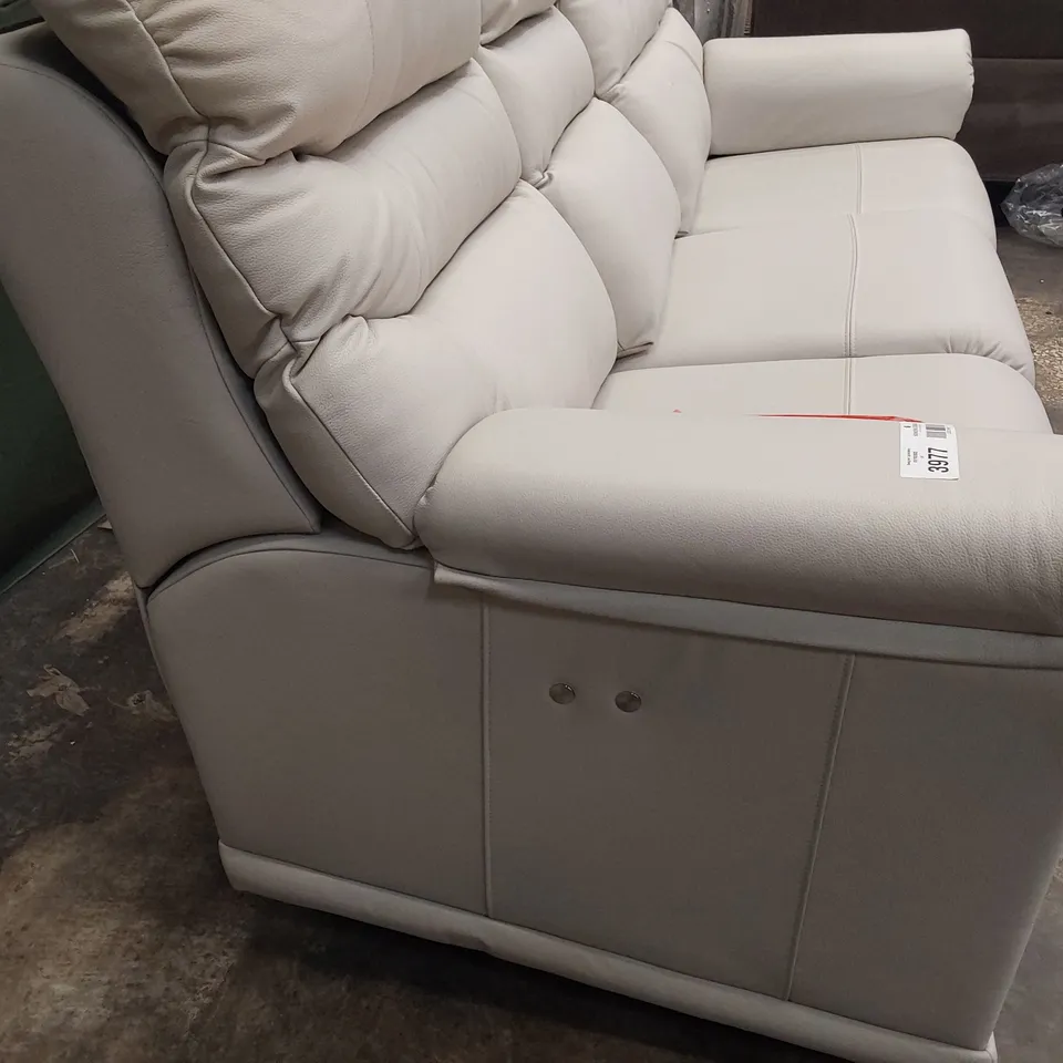 QUALITY BRITISH DESIGNER G PLAN MALVER POWER RECLINING THREE SEATER SOFA OXFORD CHALK FABRIC 