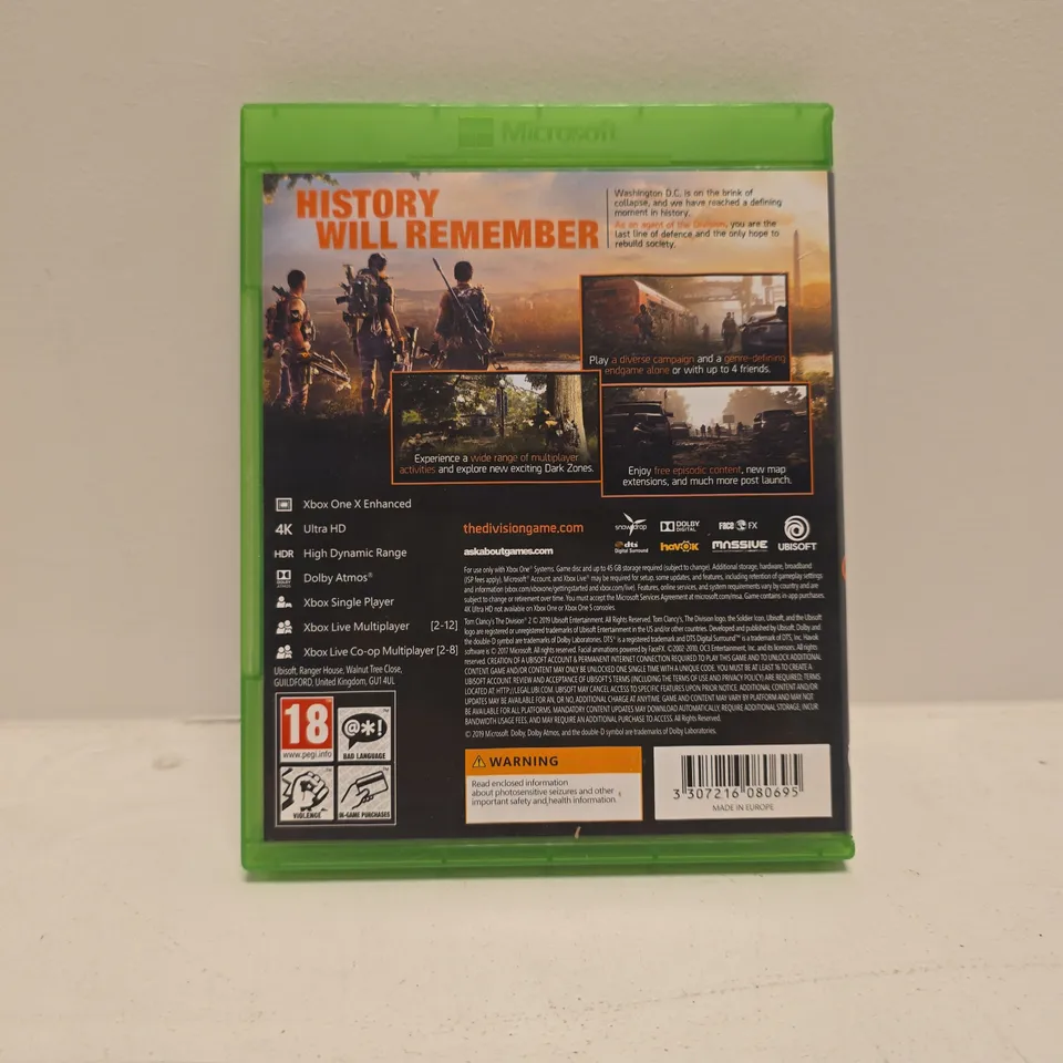 TOM CLANCY'S THE DIVISION 2 – XBOX ONE (DISC IN CASE)