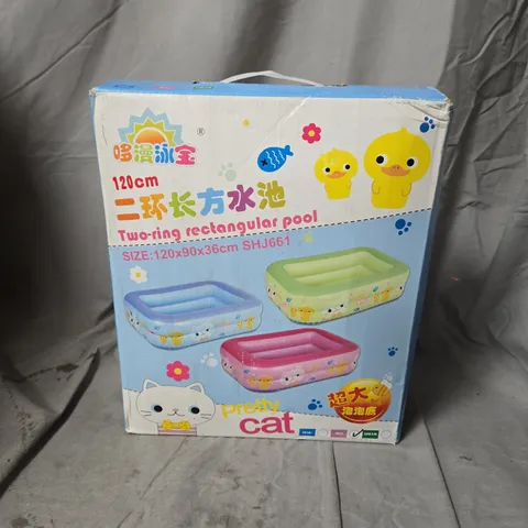 PRETTY CAT 120CM TWO-RING RECTANGULAR INFLATABLE POOL – BOXED