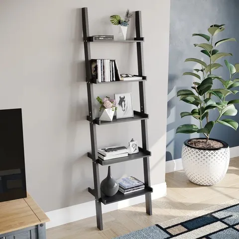 BOXED OGILVIE LADDER BOOKCASE - BLACK (1 BOX)