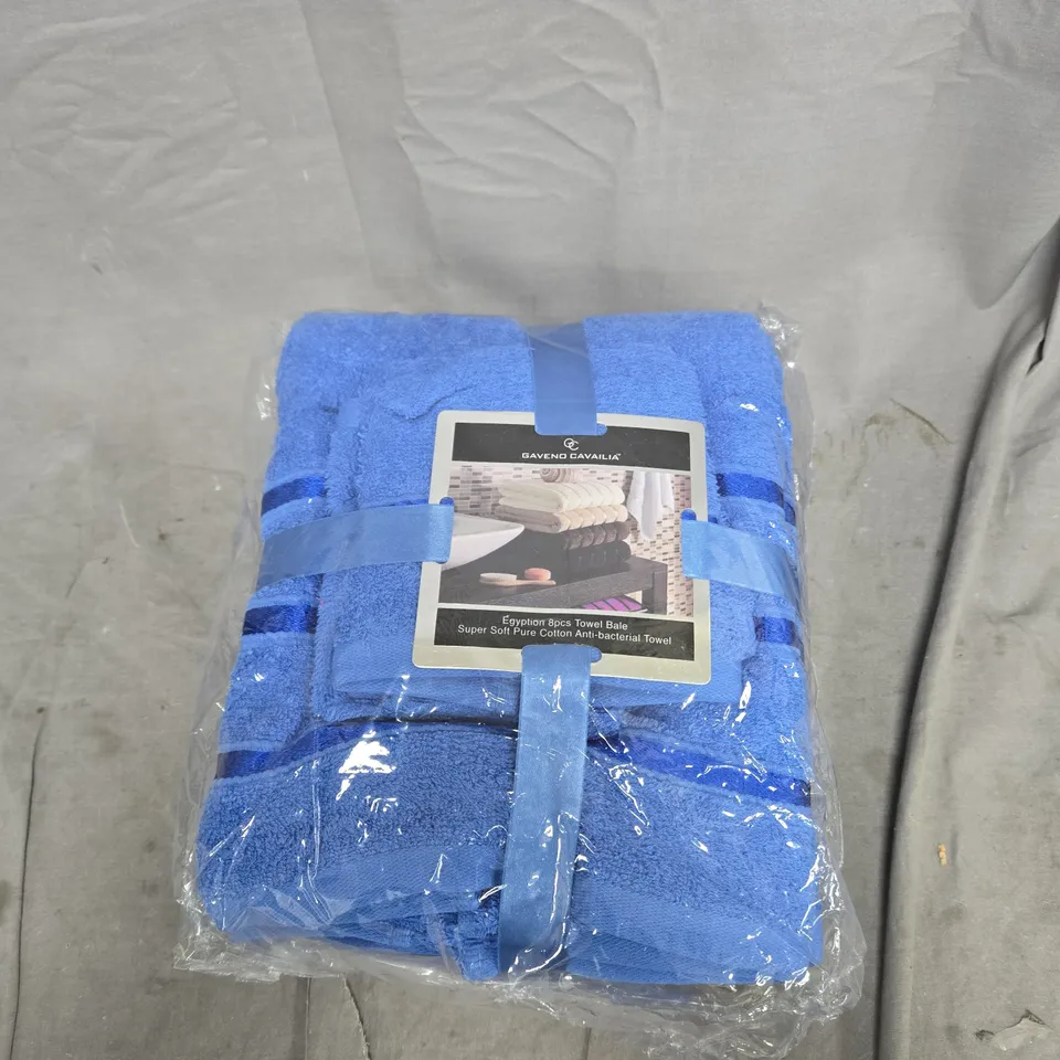 GAVENO CAVAILIA EGYPTIAN 8 PIECE TOWEL SET BLUE 