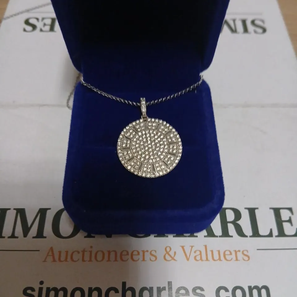 DIAMONIQUE 1.8CT TW CIRCLE PENDANT & CHAIN STERLING SILVER 