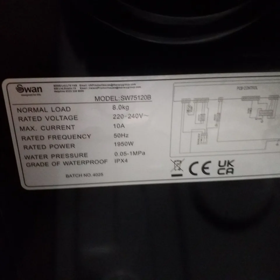 SWAN 8KG 1400 SPIN FREESTANDING WASHING MACHINE - BLACK