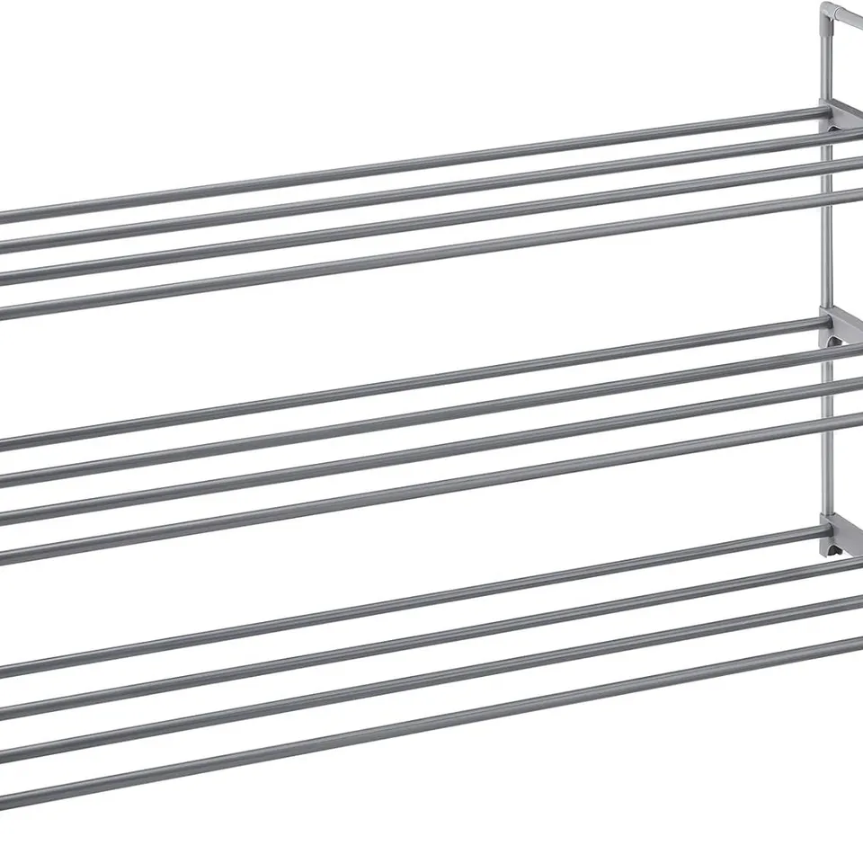 BOXED SONGMICS 3-TIER SHOE RACK HOLD UP TO 15 PAIRS OF SHOES, 92×30×54CM, GREY
