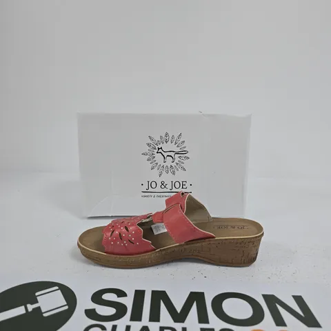 JO & JOE WOMEN'S PINK SANDALS WITH CORK WEDGE – CUTOUT LEAF DESIGN SIZE EU 37