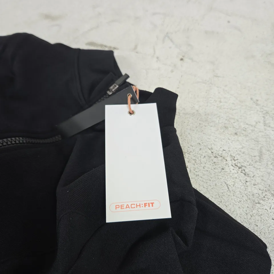 PEACH FIT BLACK DELLA ZIP THROUGH TOP SMALL TAGGED