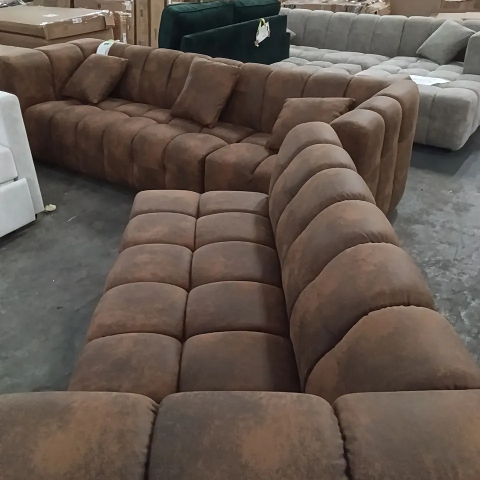 5 SEATER CORNER SOFA UPHOLSTERY - BROWN