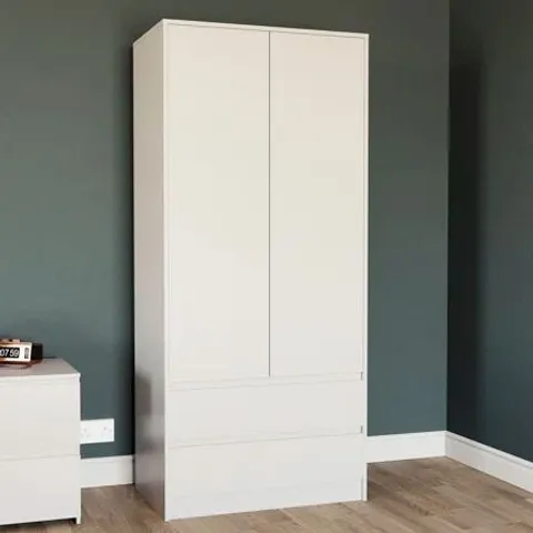 BOXED CUNHA 2 DOOR MDF & PARTICLEBOARD WARDROBE (2 BOXES)