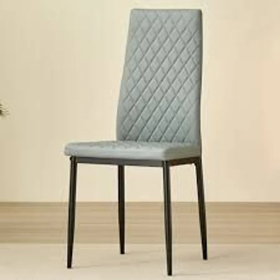 BOXED INDOOR LIVING EMILY DIAMOND HIGH BACK DINING CHAIRS (SET OF 2) - GREY