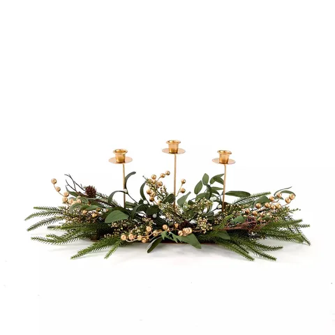 MISTLETOE AND GOLD BERRY CHRISTMAS TABLE CENTRE - 70 CM
