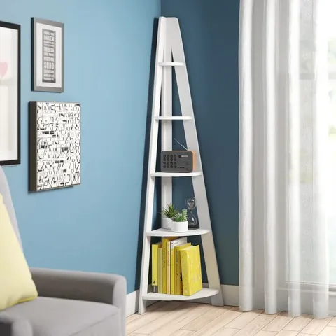 BOXED YARELI CORNER BOOKCASE - WHITE (1 BOX)