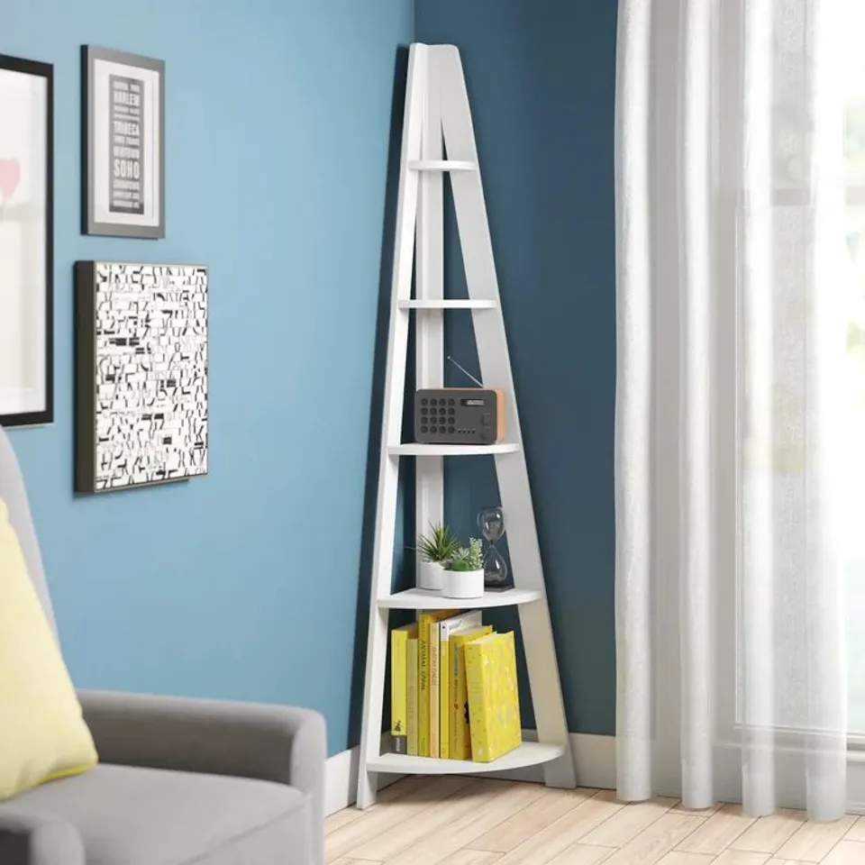 BOXED YARELI CORNER BOOKCASE - WHITE (1 BOX)