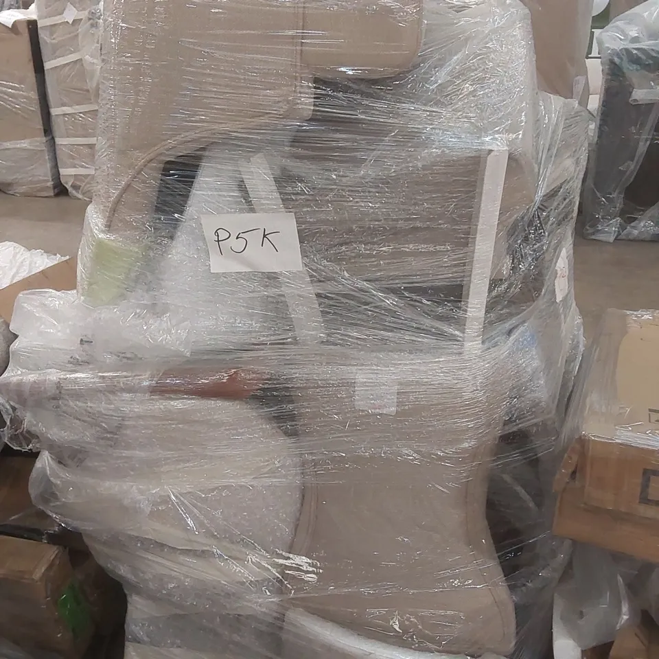 PALLET CONTAINING A LARGE QUANTITY OF ASSORTED DESIGNER FURNITURE PARTS INCLUDING: DINING CHAIR PARTS ECT
