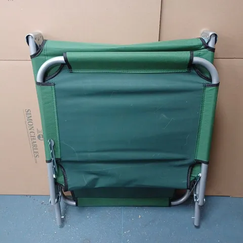 METAL RECLINING DECK CHAIR WITH GREEN COVER - COLLECTION ONLY
