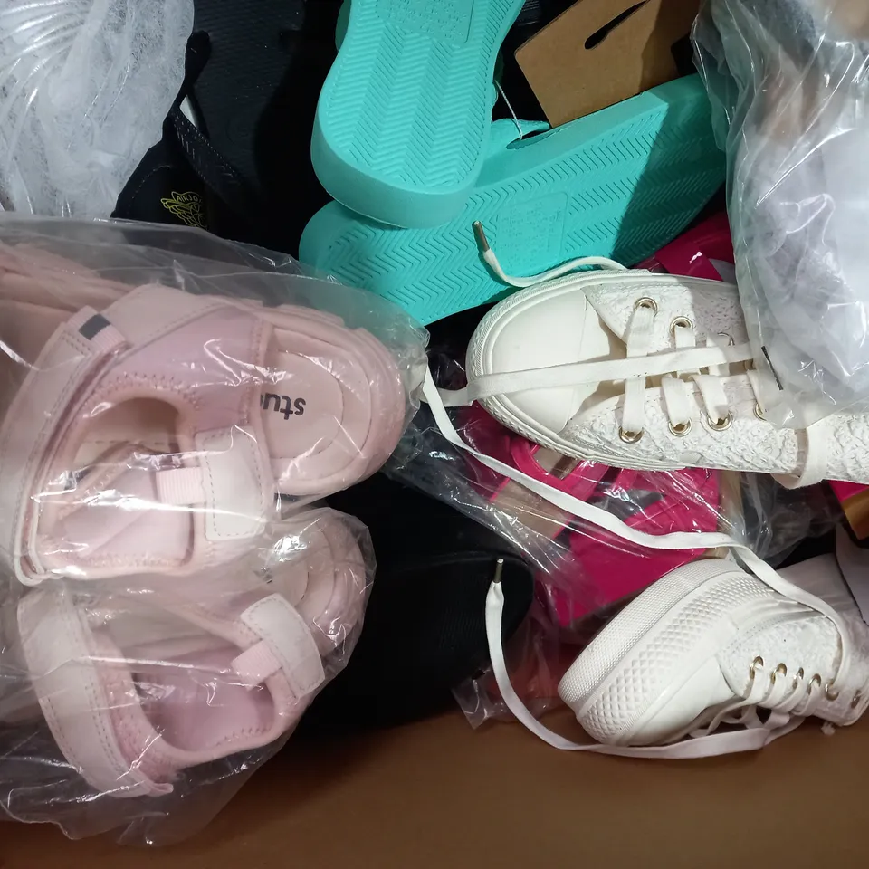 BOX OF APPROXIMATELY 20 ASSORTED PAIRS OF SHOES IN VARIOUS STYLES & SIZES TO INCLUDE ARCHIES, PAVERS, M&S, ETC