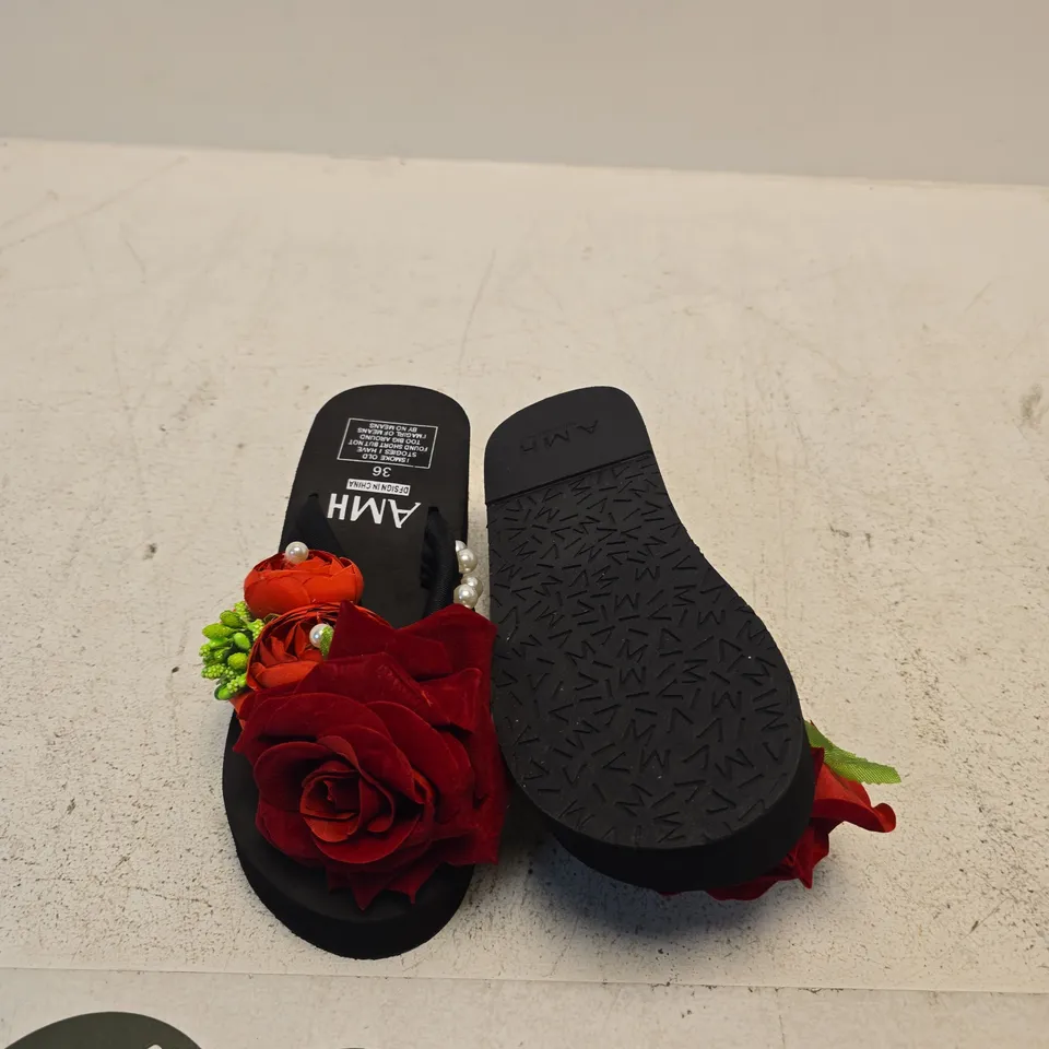 AMH DESIGN IN CHINA FLORAL EMBELLISHED SLIDE SANDALS – WOMEN'S UK 36