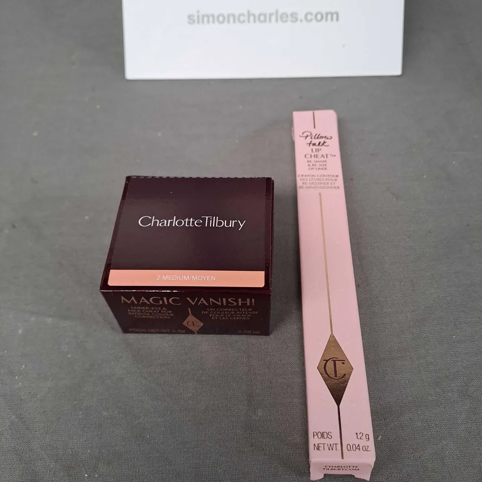 CHARLOTTE TILBURY LOT OF 2 COSMETIC PRODUCTS TO INCLUDE - PILLOW TALK LIP LINER AND UNDER EYE COLOUR CORRECTOR