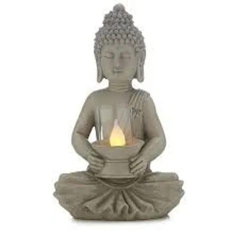 OUTLET GARDEN REFLECTIONS BUDDHA PEDESTAL SOLAR LIGHT