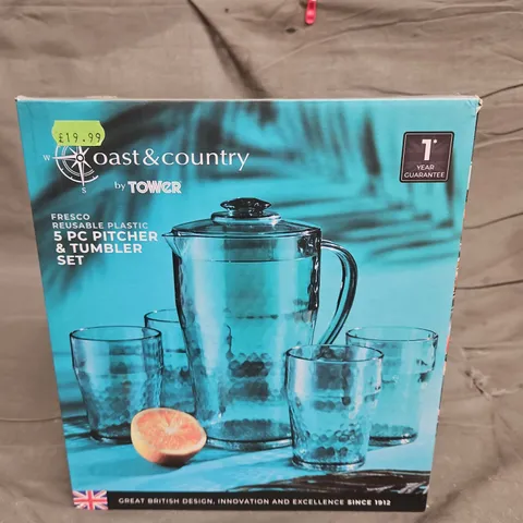 COAST AND COUTRY 5 PIECE PITCHER AND TUMBLER SET