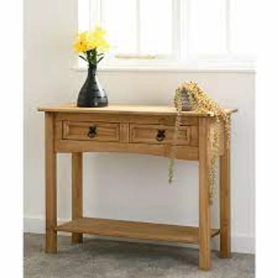 BOXED CORONA 2 DRAWER CONSOLE TABLE 