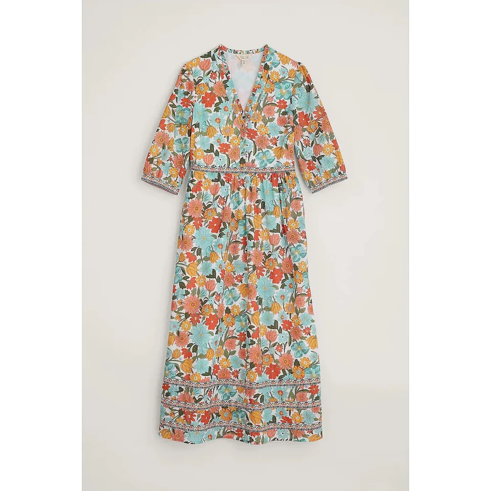 SEASALT CORNWALL BLUE HILLS BORDER DRESS - SIZE 10 