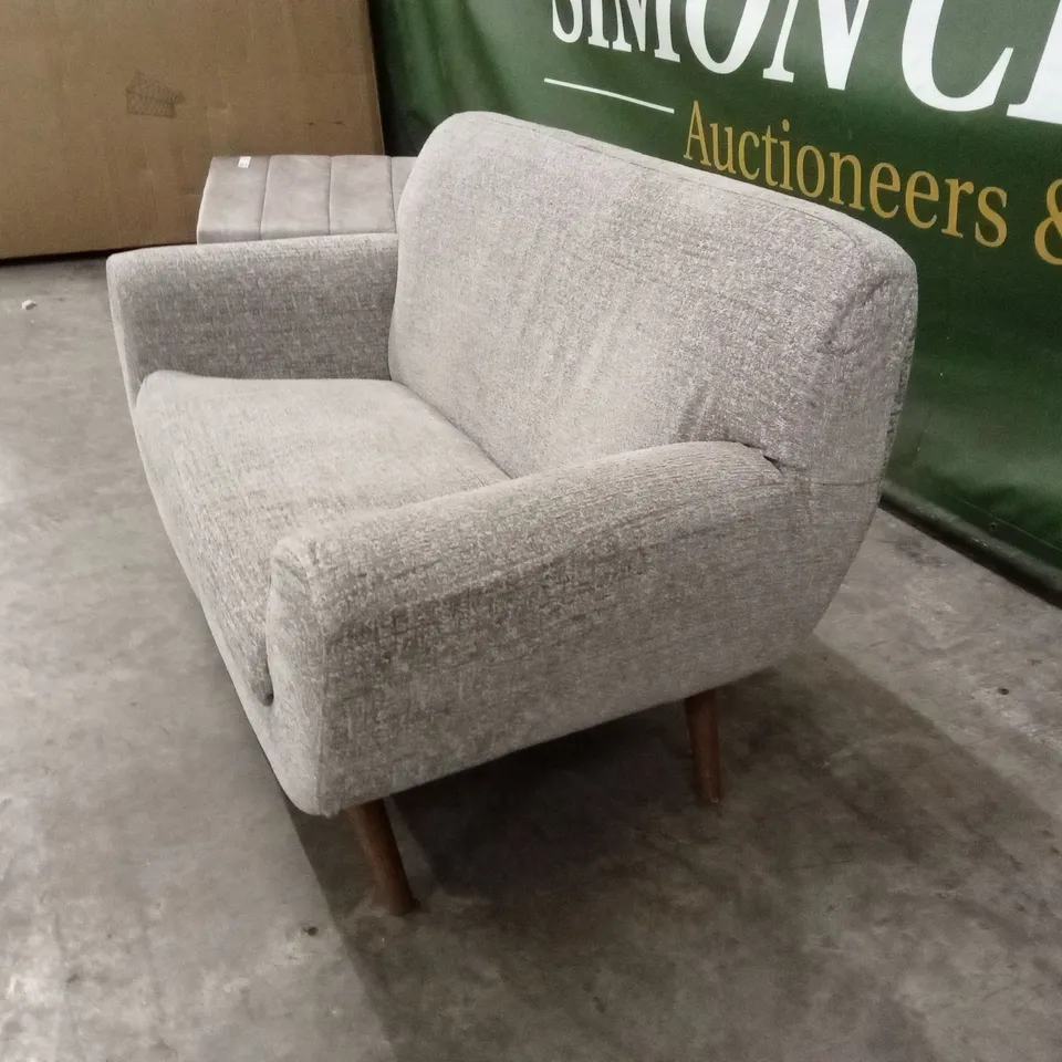 QUALITY DESIGNER SMALL FABRIC 2 SEATER SOFA - LIGHT GREY