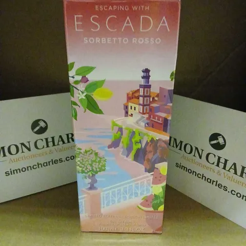 BOXED AND SEALED SORBETTO ROSSO ESCAPING WITH ESCADA EAU DE TOILETTE 100ML