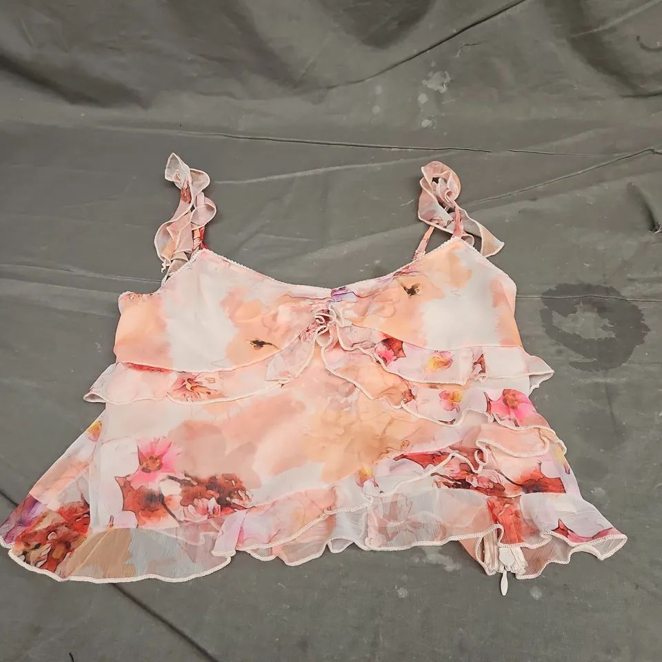 ANTHROPOLOGIE RUFFLE CAMI TOP IN MULTI ROSE SIZE 10