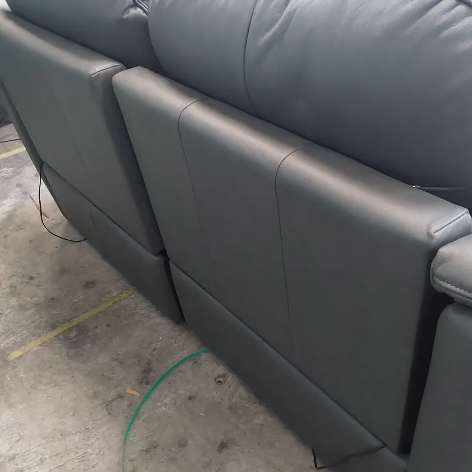 QUALITY BRITISH DESIGNER G PLAN JACKSON POWER RECLINING THREE SEATER SOFA CAMBRIDGE PETROL BLUE LEATHER 