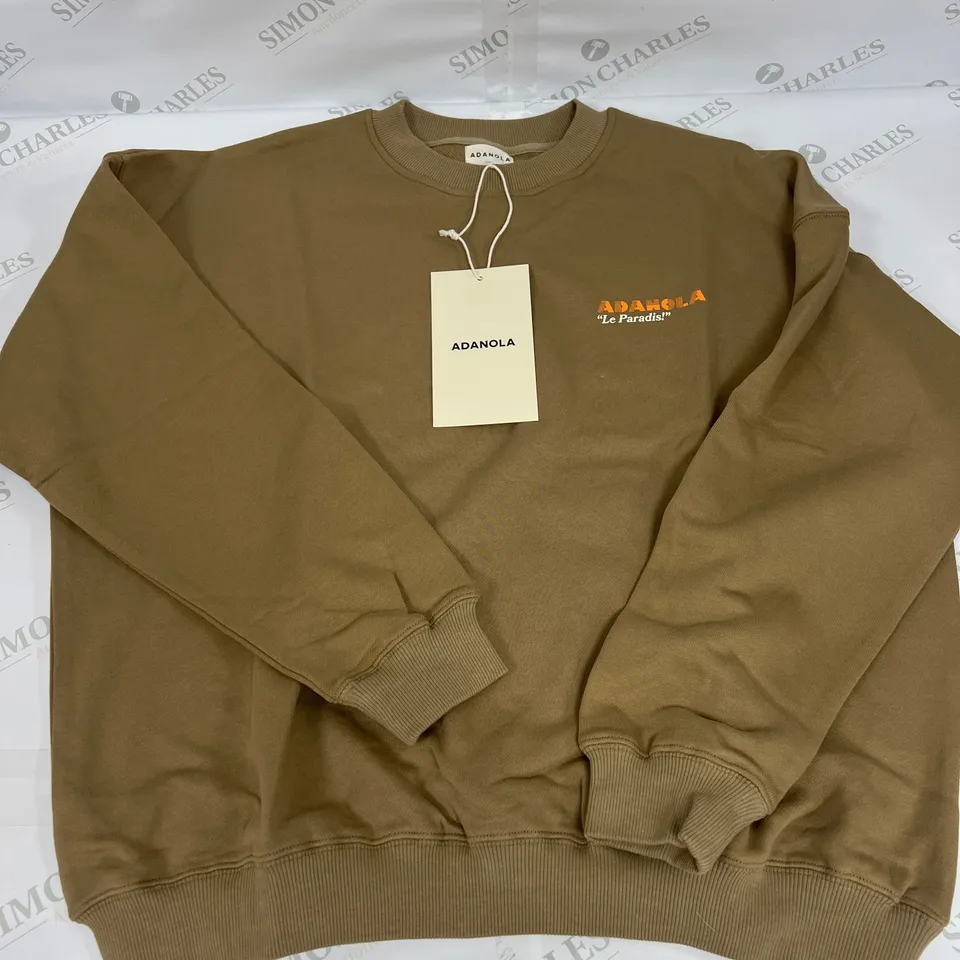 ADANOLA RESORT SPORTS OVERSIZED SWEATSHIRT IN DEEP SAND SIZE MEDIUM