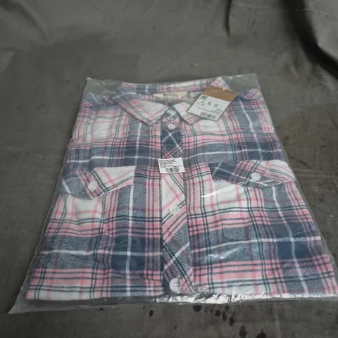 WILLOW BRUSHED FLANNEL SLIM-FIT LONG-SLEEVE WOMEN'S SHIRT – OFF WHITE/PINK PLAID (UK 10)