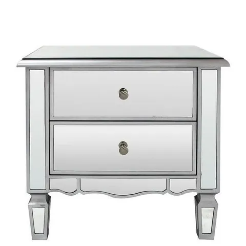 BOXED MIRAGE 2-DRAWER MIRRORED BEDSIDE CHEST (1 BOX)