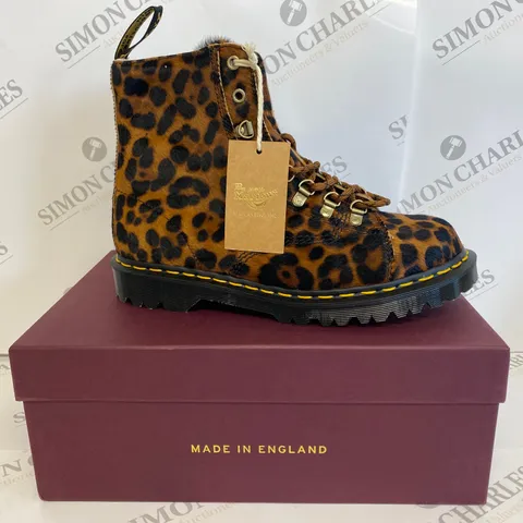 BOXED PAIR OF DR MARTENS BARTON LEOPARD BOOTS SIZE 8