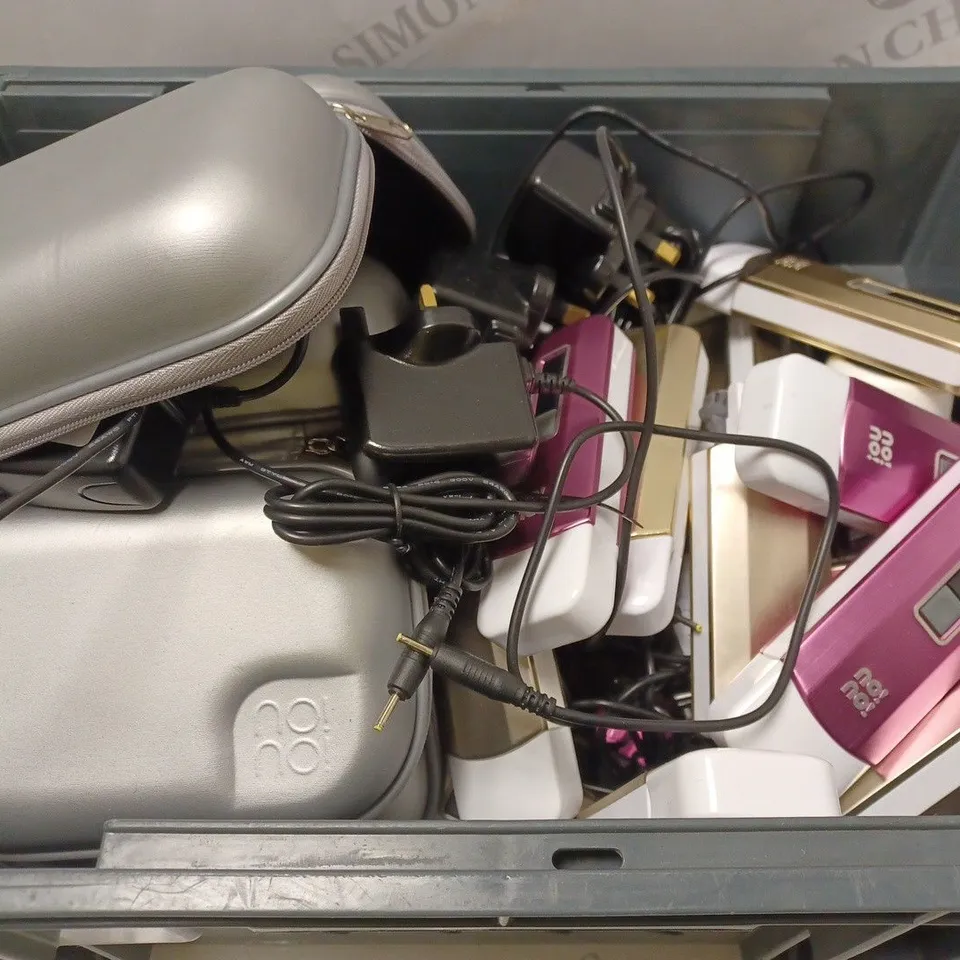 BOX OF APPROXIMATELY 20 NO!NO! MICRO HAIR REMOVERS WITH APPROXIMATELY 4 CARRYING CASES
