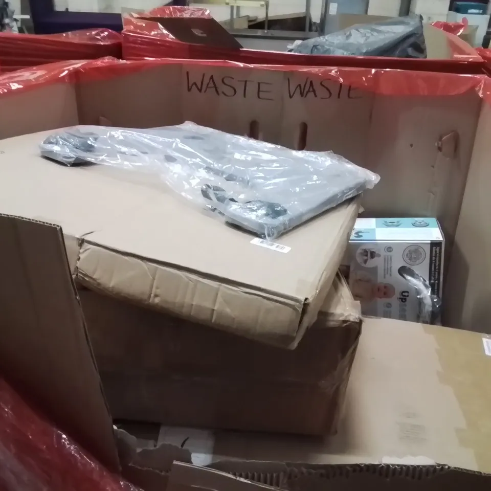 PALLET OF ASSORTED HOUSEHOLD GOODS AND PRODUCTS TO INCLUDE;BUSINESS MACHINE,CAT LITTER TRAY,TOILET SEAT 