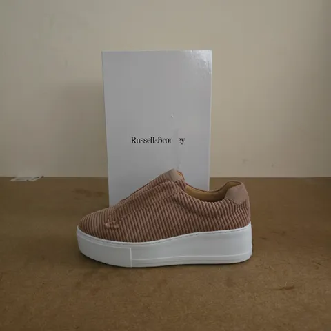 RUSSELL & BROMLEY CORDUROY PLATFORM TRAINERS – PINK BEIGE, WOMEN'S SHOES (EU 42)