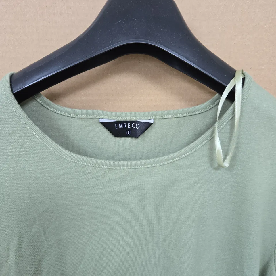EMRECO T-SHIRT – SAGE GREEN, UK 10