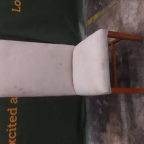 DESIGNER BEIGE FABRIC HIGH BACK DINING CHAIR