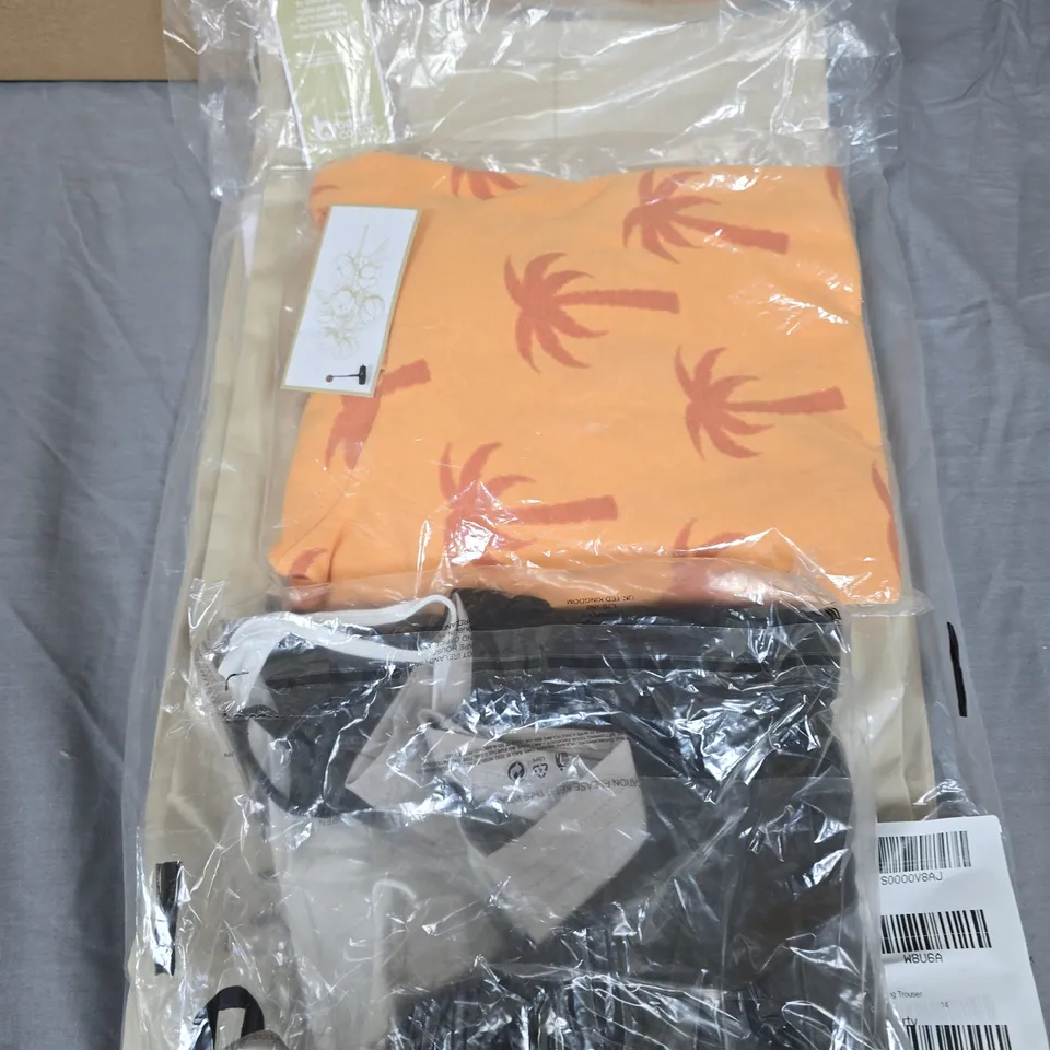 APPROXIMATELY 12 ITEMS INCLUDING T SHIRTS TROUSERS AND VARIOUS ITEMS OF SEALED CLOTHING .