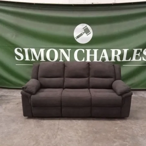 ALBION FABRIC 3 SEATER HIGH BACK MANUAL RECLINER SOFA - CHARCOAL