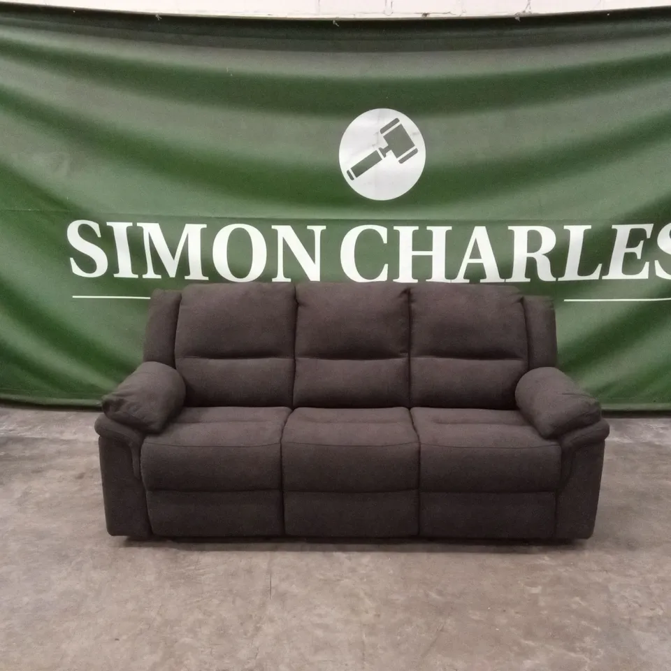 ALBION FABRIC 3 SEATER HIGH BACK MANUAL RECLINER SOFA - CHARCOAL RRP £749