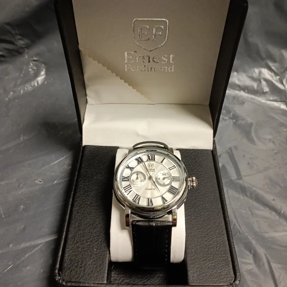 MENS ERNEST FERDINAND WATCH – FUNCTIONING SUB DIALS – LEATHER STRAP
