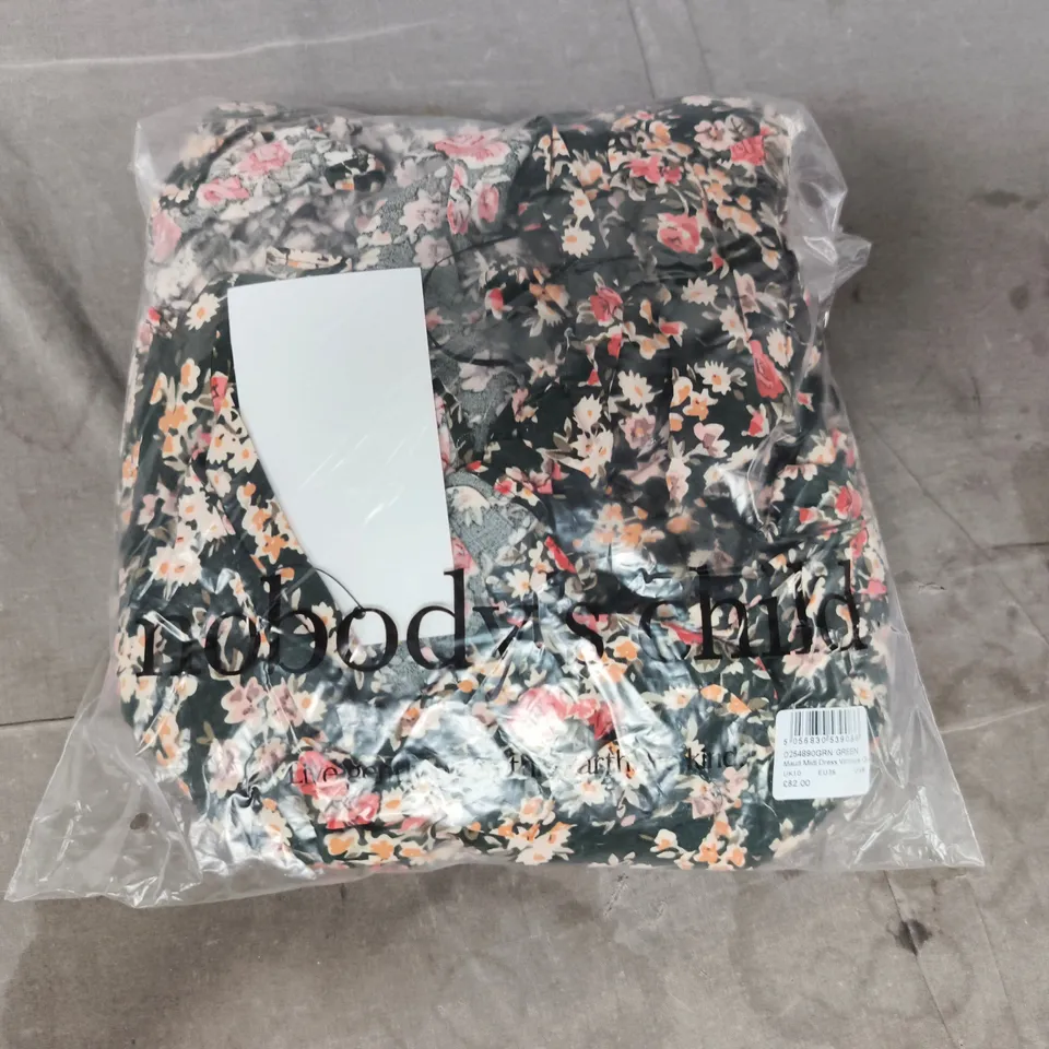 bagged nobody's child maud midi dress in vintage green size uk 10